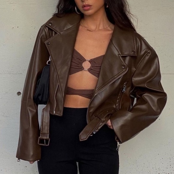 NWT LIONESS staten island vegan leather | medium | color brown - Picture 4 of 5